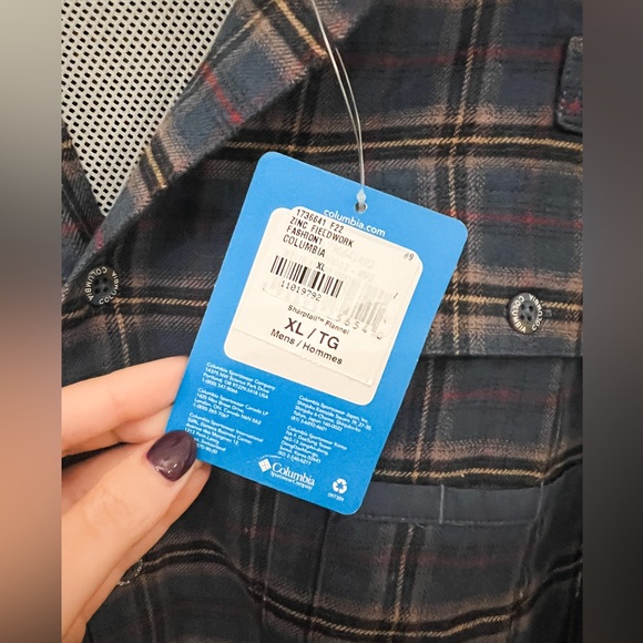 NWT Columbia Men's Sharptail Flannel in Zinc Fieldwork Ombre, X-Large - Picture 6 of 8